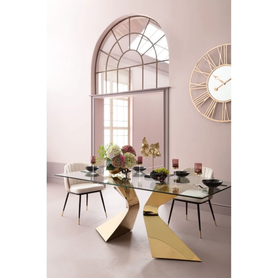 "KARE Design Gloria Gold Dining Table 200 x 100 cm Modern Luxury Rectangular Table"