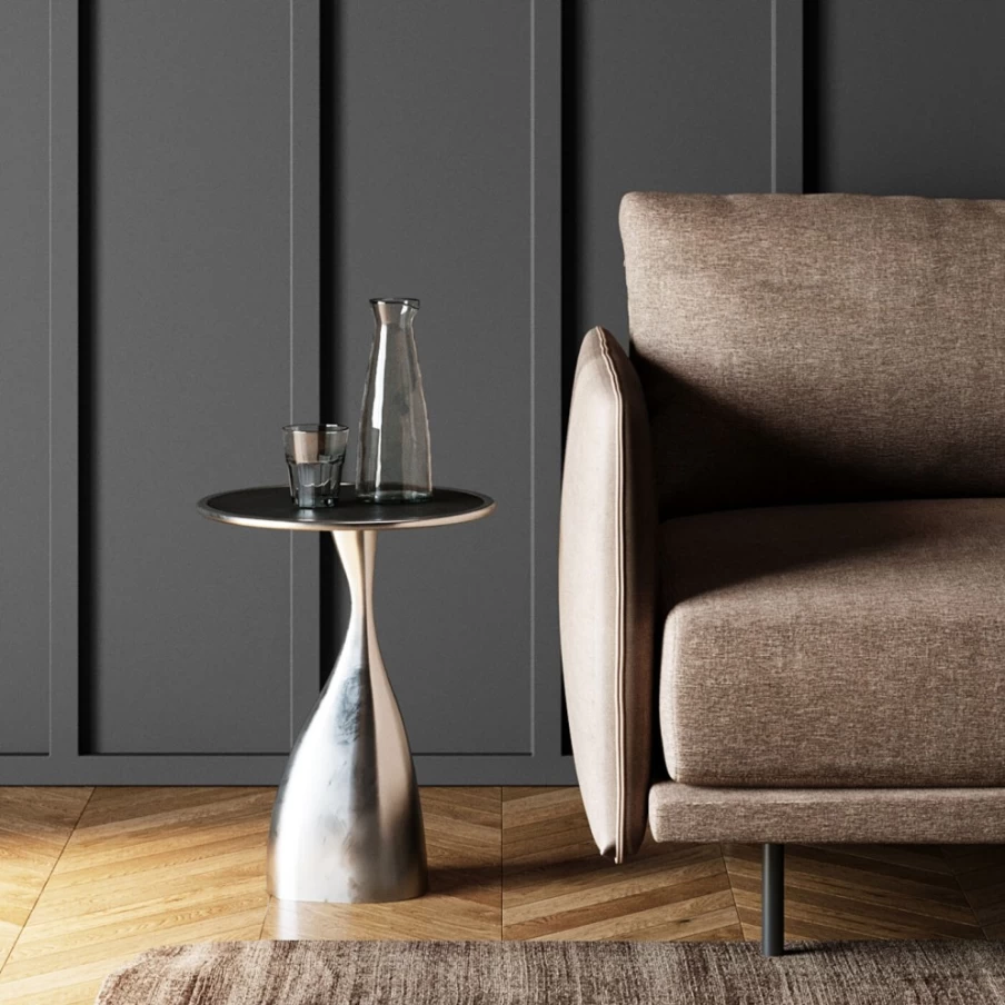 KARE Design Modern Side Table in Spacey Silver - 36cm Round Accent Table for Living Room