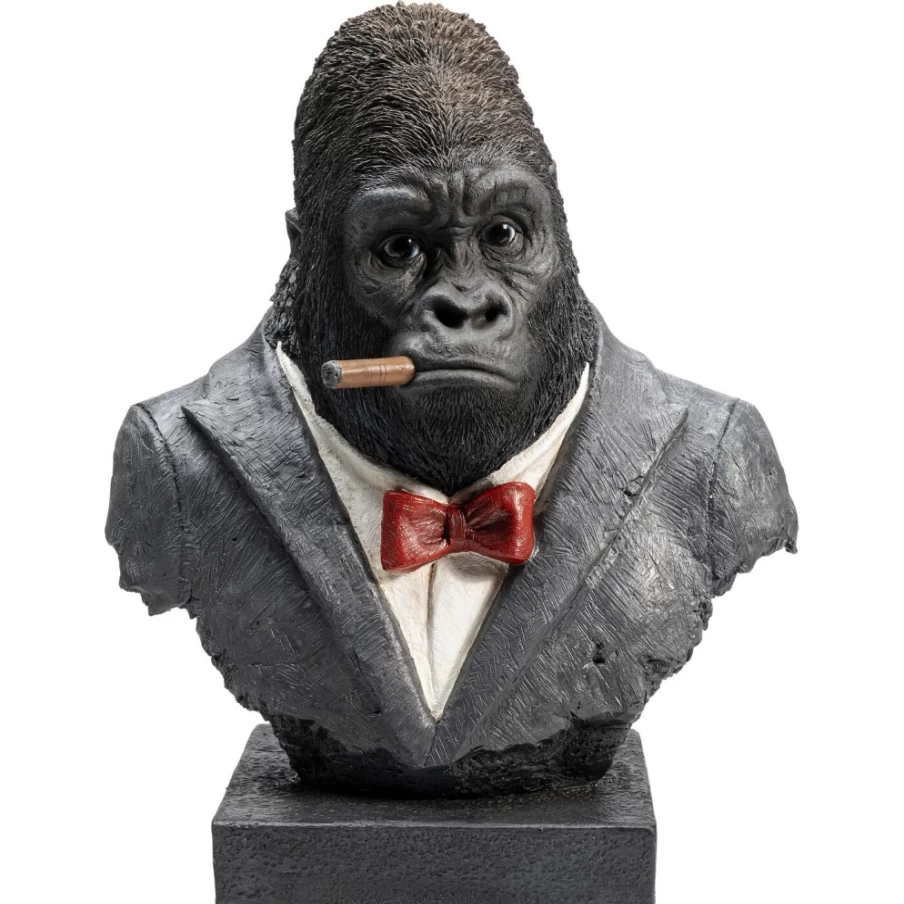 KARE Design Modern Smoking Gorilla Statue - 48cm Tall Decorative Object for Home & Garden