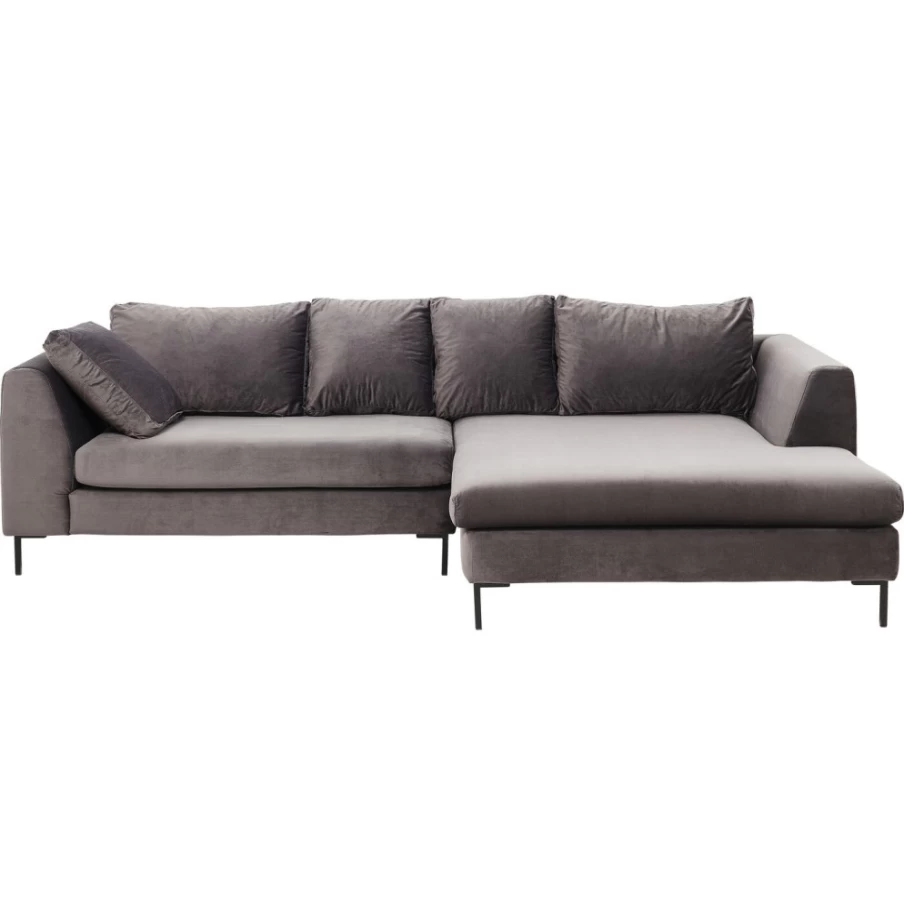 "KARE Design Gianni Velvet Corner Sofa - Right Section, Grey & Black"