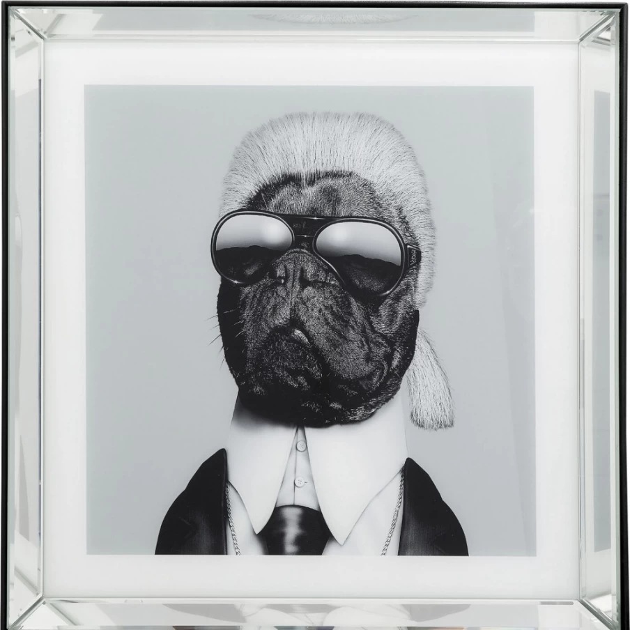KARE Design Modern Picture Frame Mirror with Dog Motif - 60x60cm Wall Decor