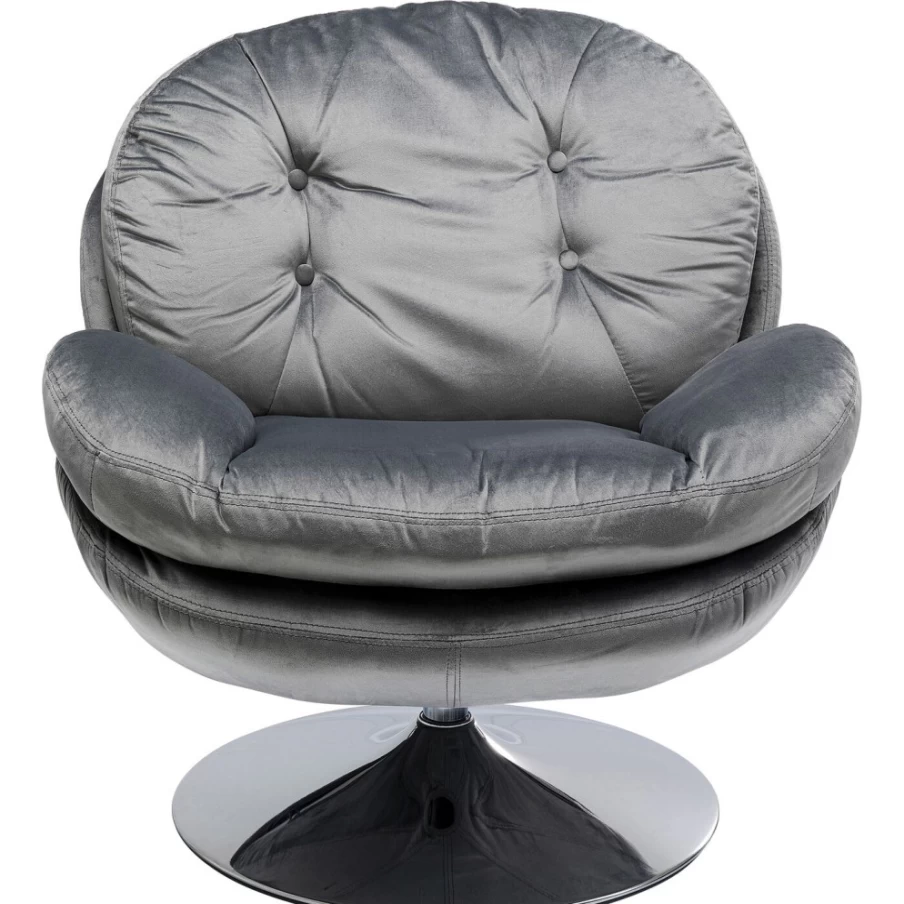 "KARE Design Modern Swivel Armchair in Cosy Grey – 360-Degree Rotating Comfort Chair for Living Room"