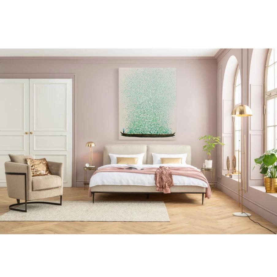 "KARE Design Canvas Art - Floral Boat Painting in Beige & Green, 120x160cm Wall Decor"