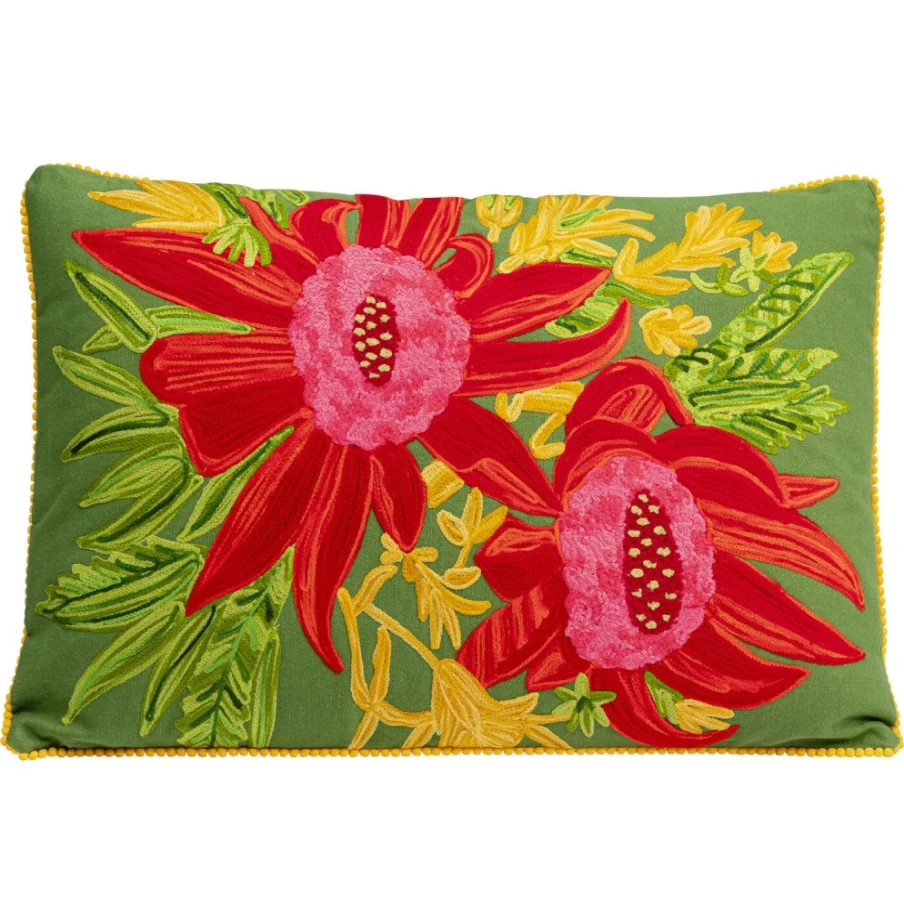 KARE Design Fiorista Green Decorative Cushion 60x40 cm Modern Floral Pillow Cover Home Decor
