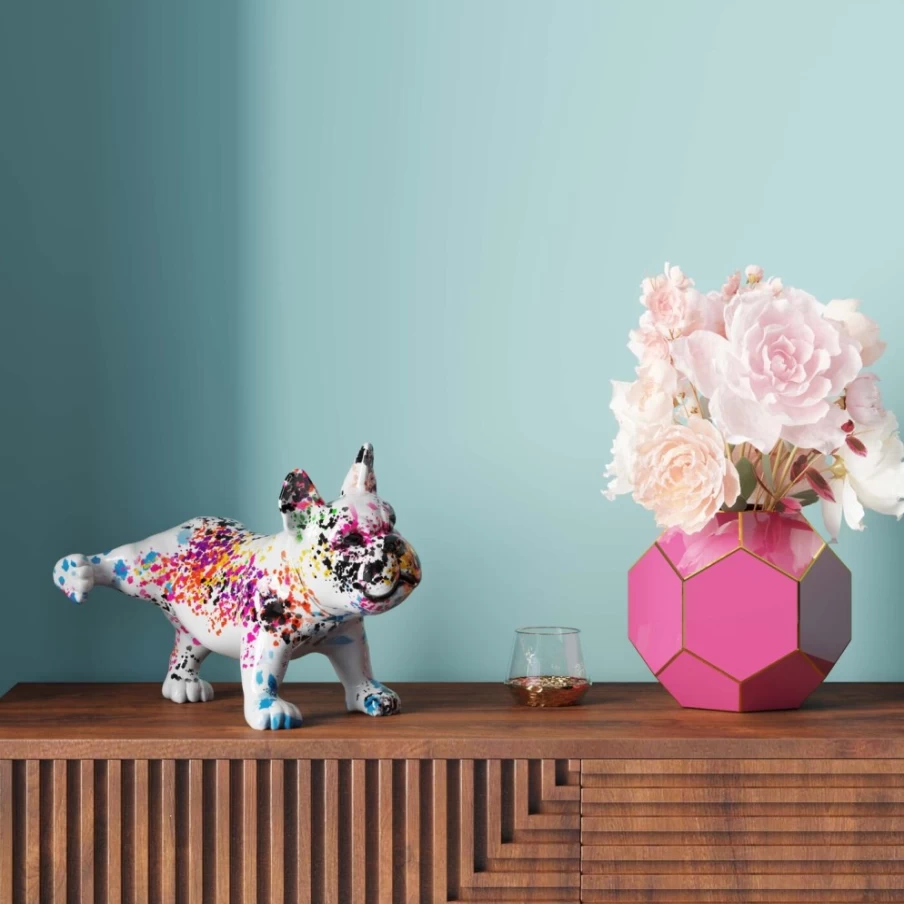 KARE Design Modern Splash Bulldog Decor Figurine - 32cm Handmade Ceramic Statue for Home & Garden