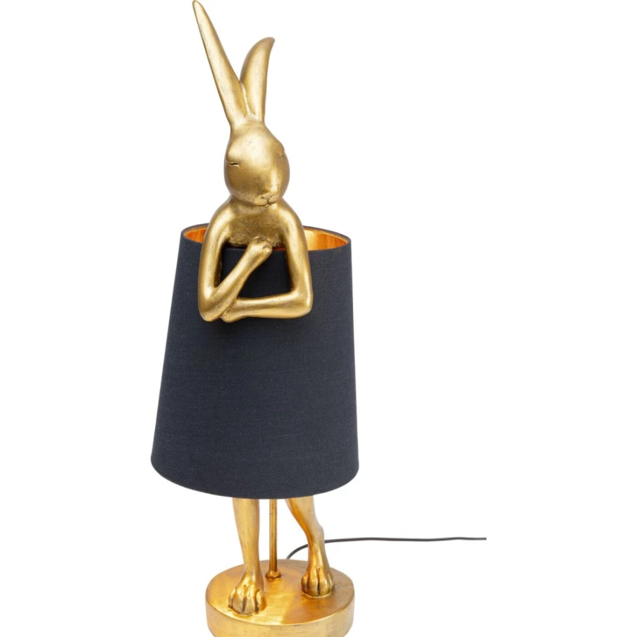 KARE Design Modern Gold and Black Rabbit Table Lamp - 68cm Tall Animal Decor Lighting
