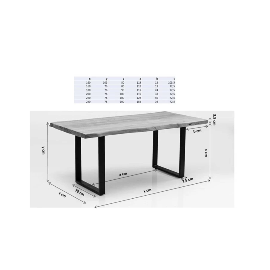 "KARE Design Symphony Oak Dining Table with Brass Details - 180x90cm Modern Wooden Table"