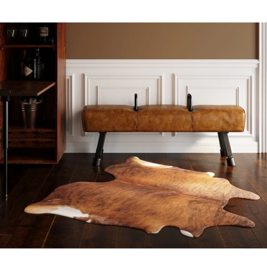 KARE Design Modern Brown and White Carpet Hide 232x255 cm - Plush Area Rug for Living Room