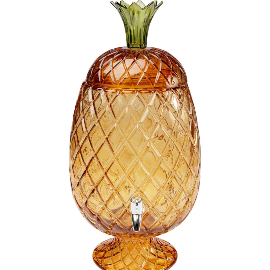 KARE Design Pineapple-Shaped Amber Drink Dispenser - 2-Piece Set for Stylish Beverage Serving