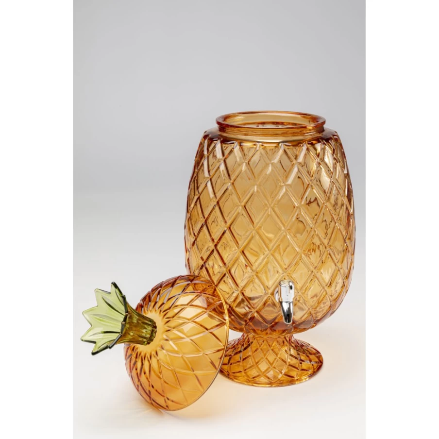 KARE Design Pineapple-Shaped Amber Drink Dispenser - 2-Piece Set for Stylish Beverage Serving