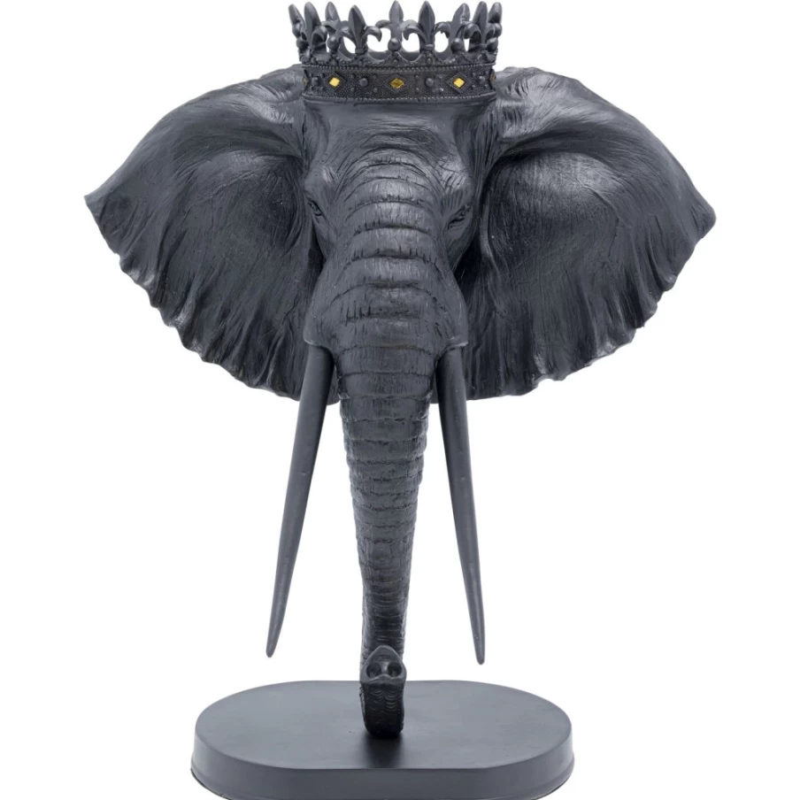 KARE Design Modern Royal Black Elephant Decor Statue - 57cm Handcrafted Home Decoration Art Piece