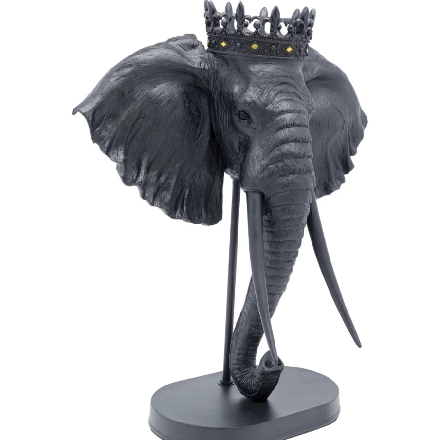 KARE Design Modern Royal Black Elephant Decor Statue - 57cm Handcrafted Home Decoration Art Piece