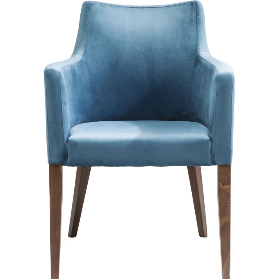 "KARE Design Velvet Armchair With Armrests - Petrol Blue Modern Lounge Chair"