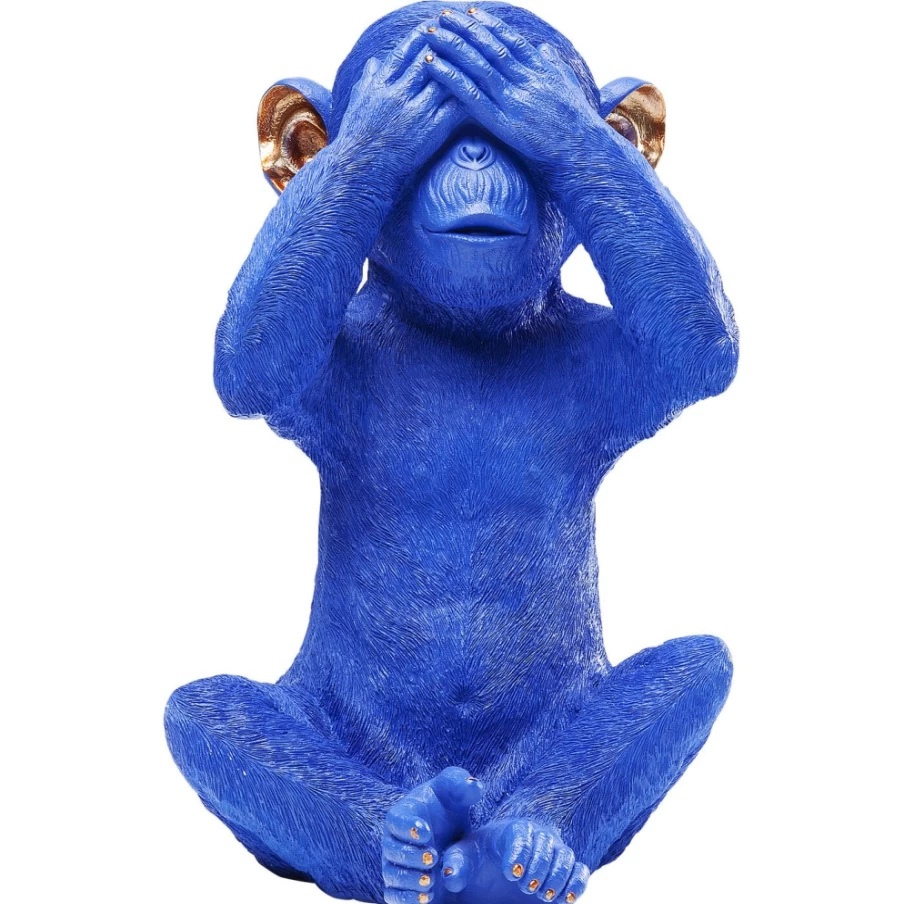 KARE Design Modern Blue Money Box Monkey Mizaru - Decorative Savings Bank for Home & Office