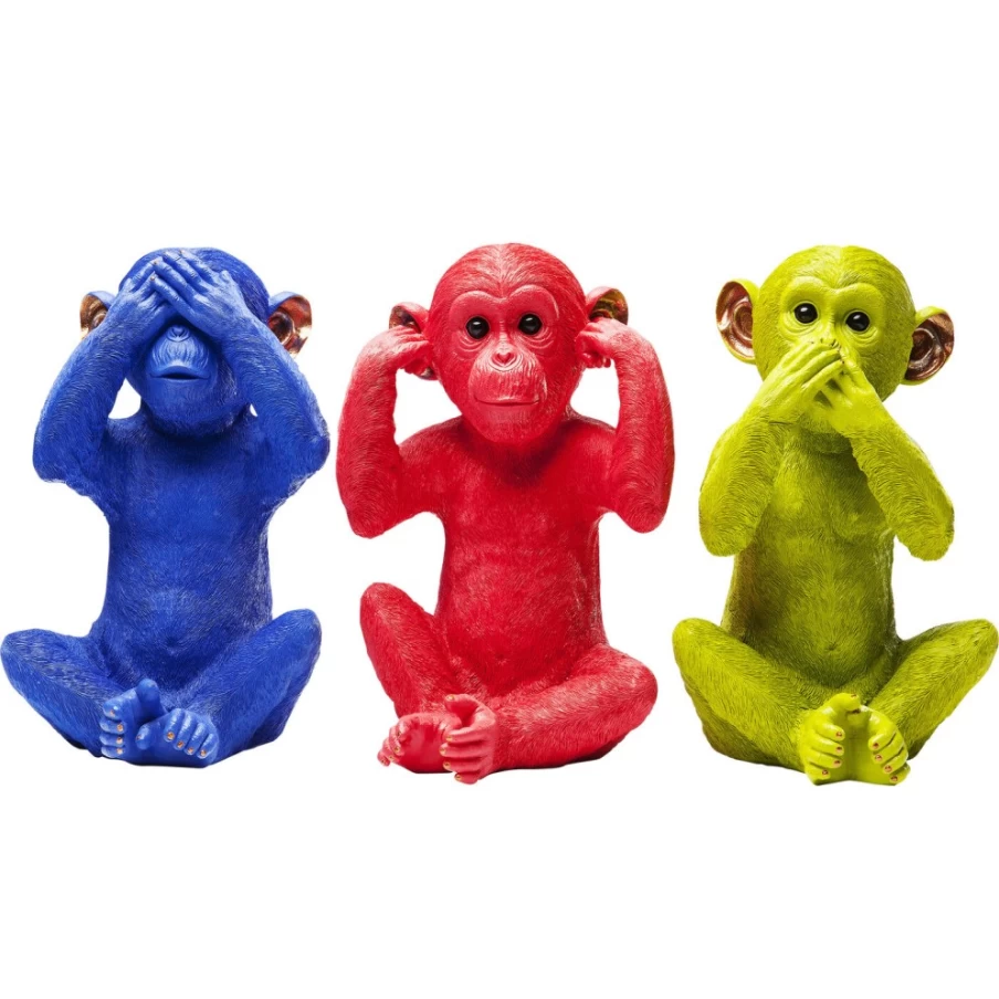 KARE Design Modern Blue Money Box Monkey Mizaru - Decorative Savings Bank for Home & Office