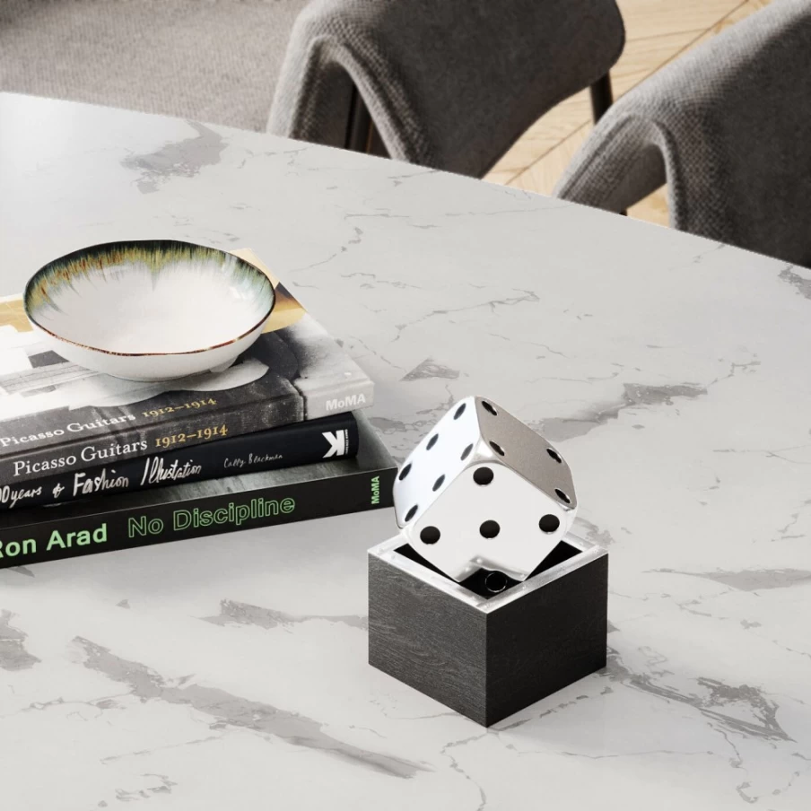 KARE Design Silver Deco Dice Object - 10x10cm Modern Decorative Cube for Home & Office