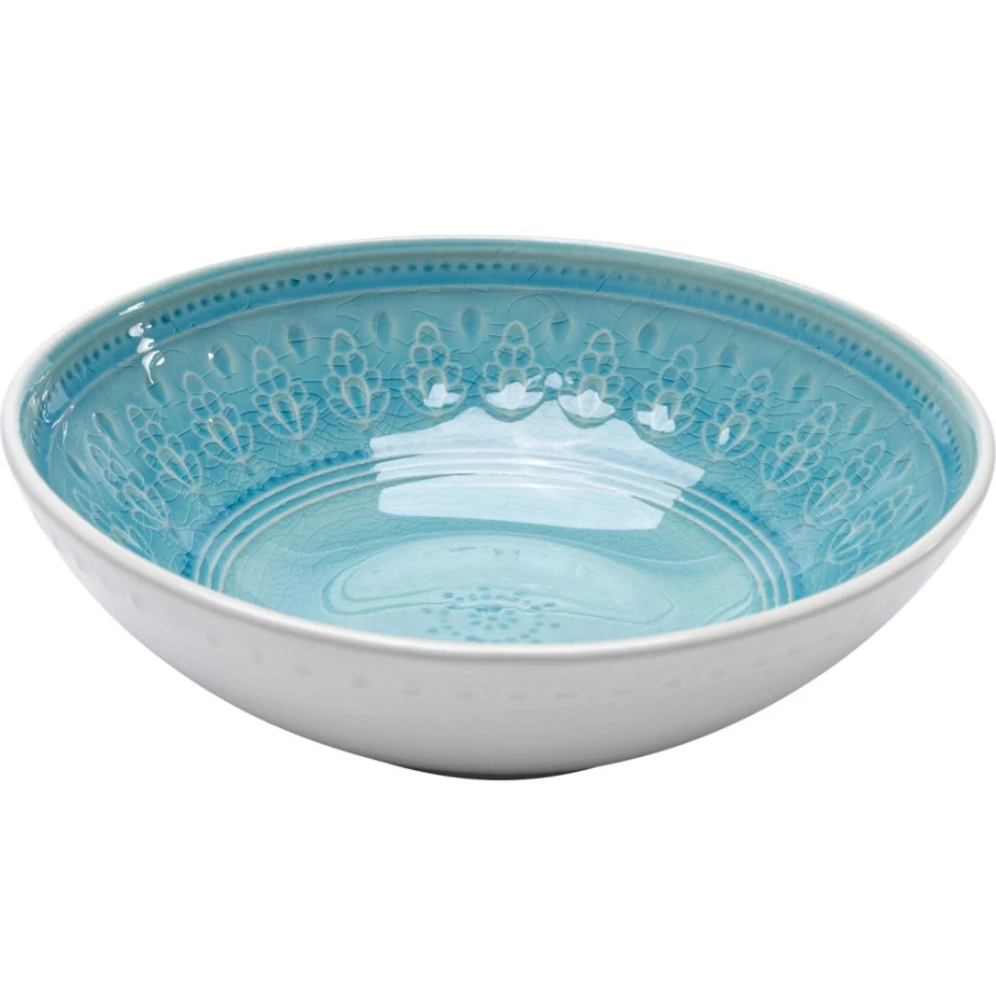 KARE Design Sicilia Blue Ceramic Bowl - 18cm Handmade Decorative Serving Bowl
