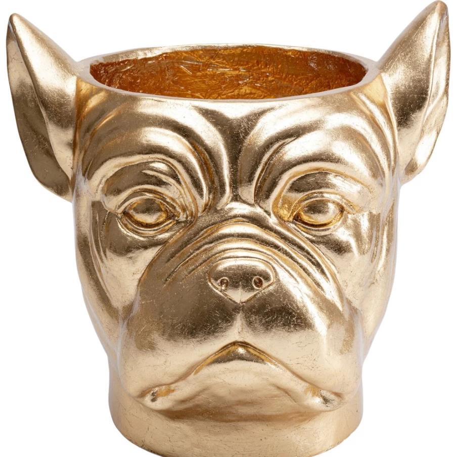 KARE Design Modern Gold Bulldog Planter - Stylish Deco Planter for Home & Garden