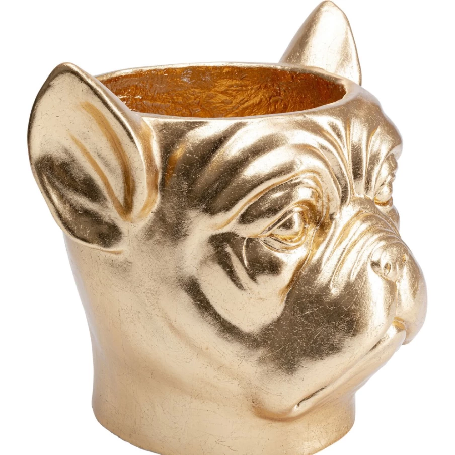 KARE Design Modern Gold Bulldog Planter - Stylish Deco Planter for Home & Garden
