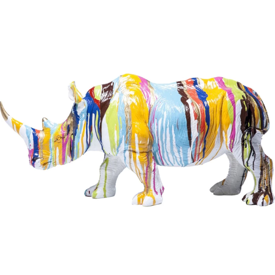 KARE Design Modern Colorful Rhino Decor Figurine - 26cm Handmade Animal Statue for Home & Office