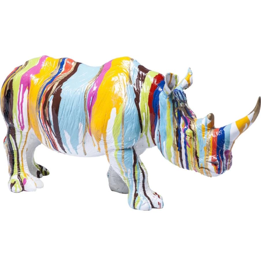 KARE Design Modern Colorful Rhino Decor Figurine - 26cm Handmade Animal Statue for Home & Office
