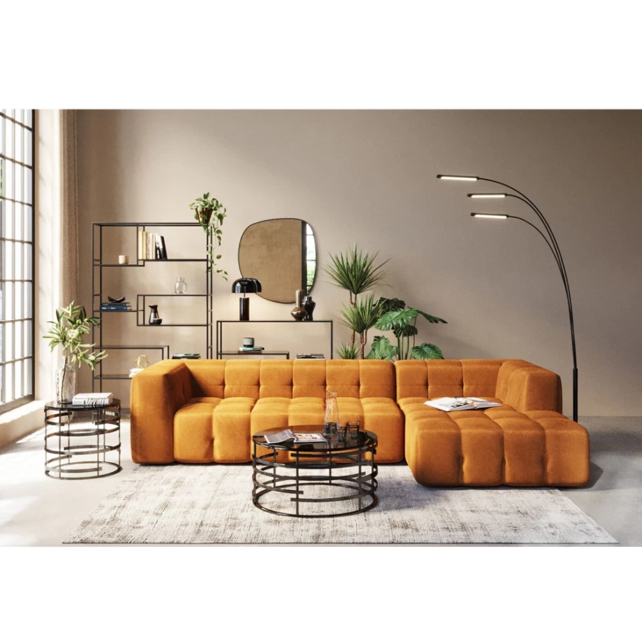 KARE Design Modern Right-Facing Corner Sofa in Gold Brown – Salamanca Style Luxury Sectional