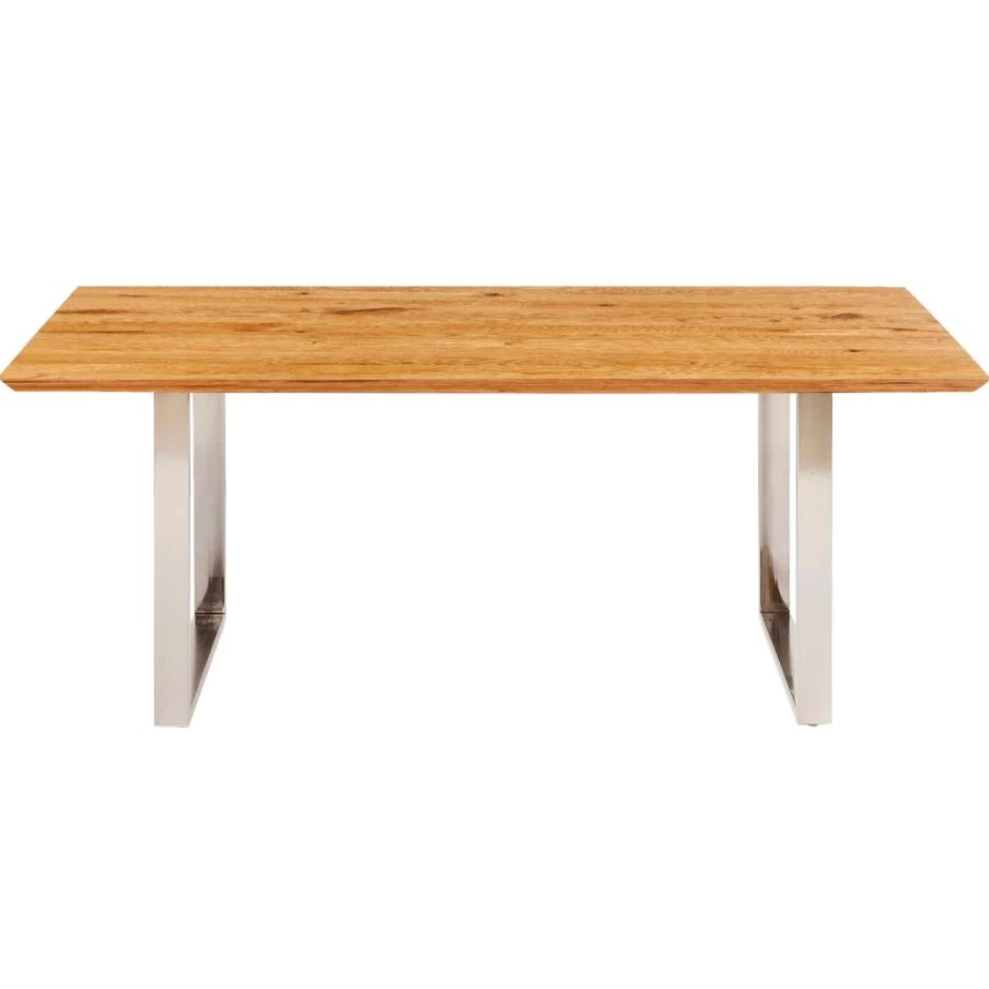 KARE Design Modern Oak Wood Dining Table with Chrome Legs 200x100cm - Table Symphony Collection