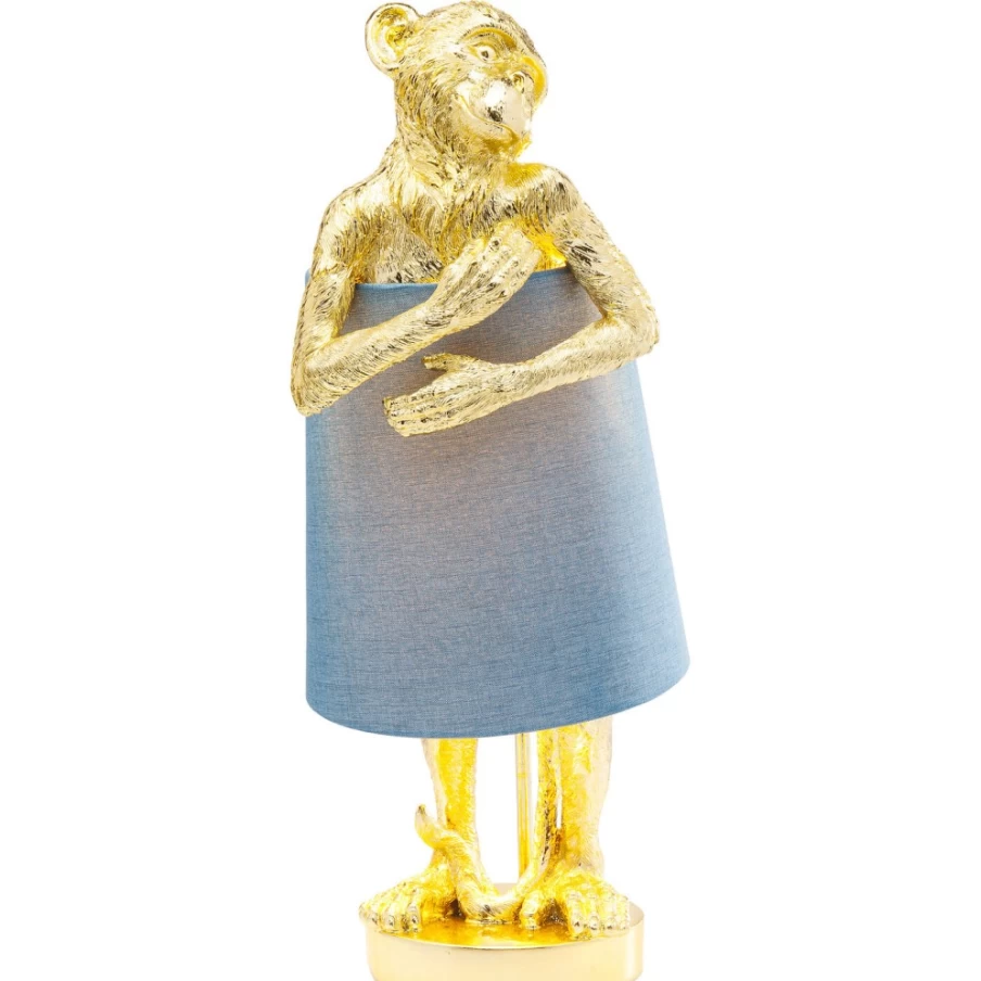 KARE Design Modern Gold and Blue Monkey Table Lamp - Animal-Themed Decorative Lighting