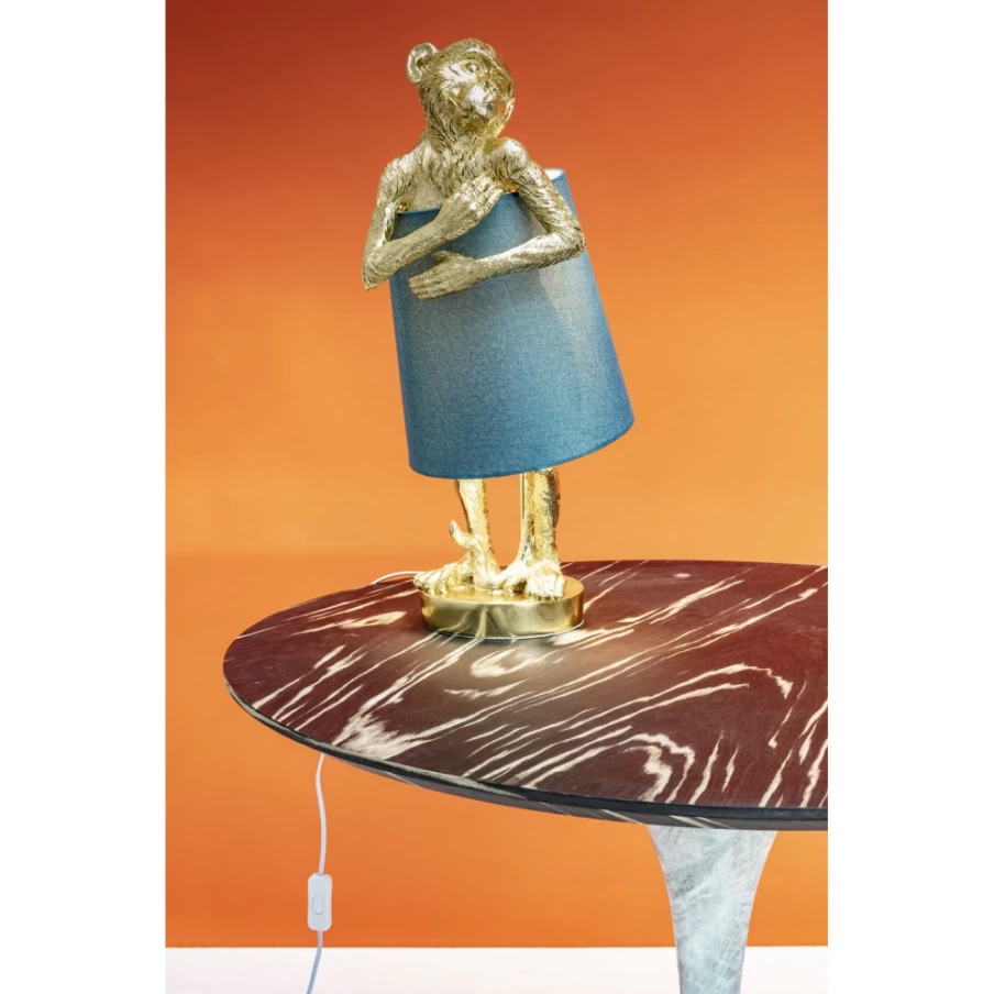 KARE Design Modern Gold and Blue Monkey Table Lamp - Animal-Themed Decorative Lighting