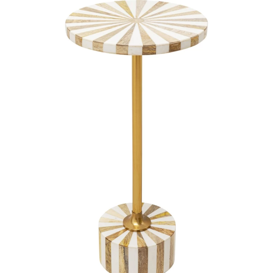 KARE Design Domero Cirque Gold White Side Table - 25cm Modern Accent Table for Living Room
