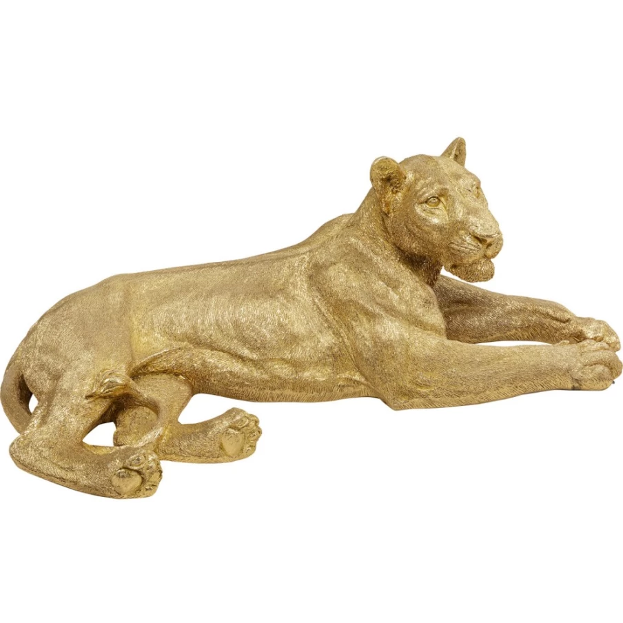 KARE Design Modern Gold Lion Statue - 113cm Tall Decorative Figurine for Home & Garden