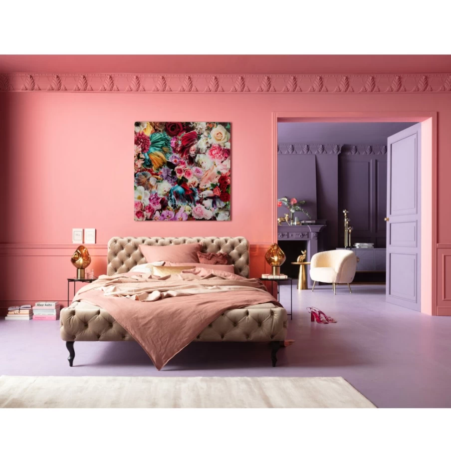 KARE Design 3D Glass Picture Rose Paradise Wall Art - 120x120cm Modern Floral Decor