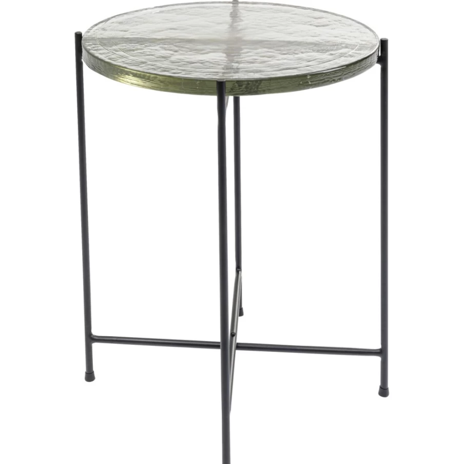 KARE Design Modern Side Table in Ice Black - 40cm Round Accent Table for Living Room