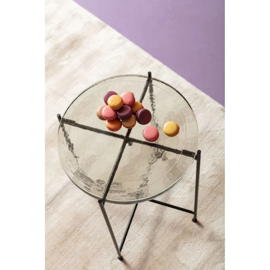KARE Design Modern Side Table in Ice Black - 40cm Round Accent Table for Living Room