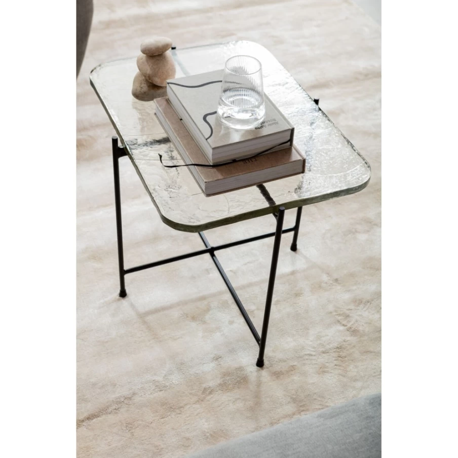 KARE Design Modern Ice Black Coffee Table - 63x46cm Rectangular Glass Top Living Room Furniture