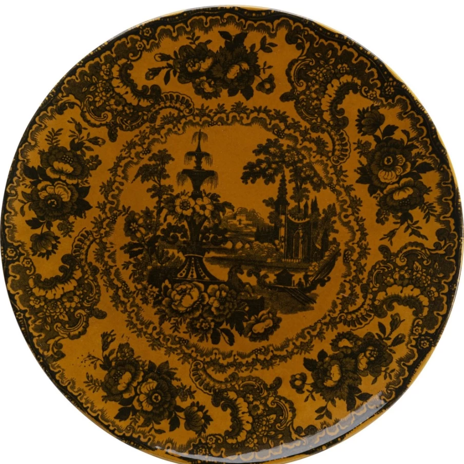 KARE Design Sakura Yellow Decorative Plate 27cm - Japanese Inspired Ceramic Dinner Plate for Modern Dining