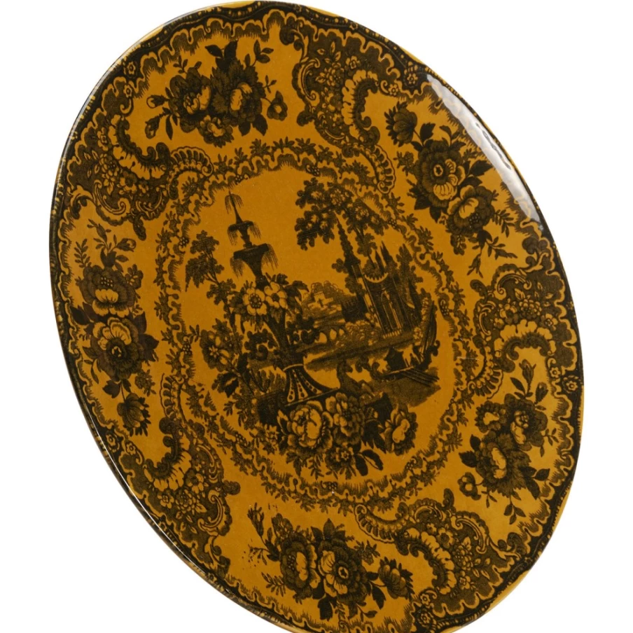 KARE Design Sakura Yellow Decorative Plate 27cm - Japanese Inspired Ceramic Dinner Plate for Modern Dining