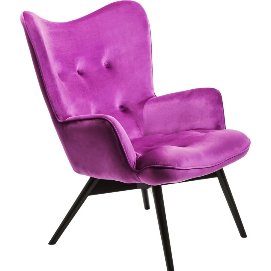 "KARE Design Vicky Velvet Armchair in Luxurious Purple and Black | Modern Comfort Seating"