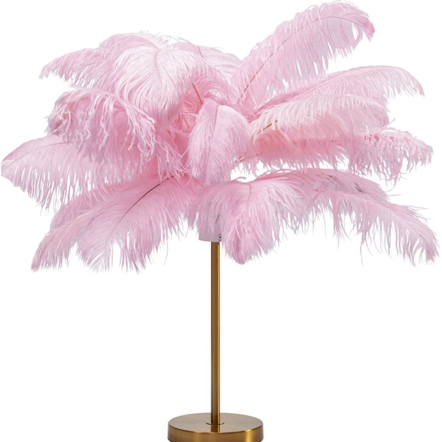 KARE Design Modern Feather Table Lamp in Palm Pink - 60cm Height Elegant Lighting