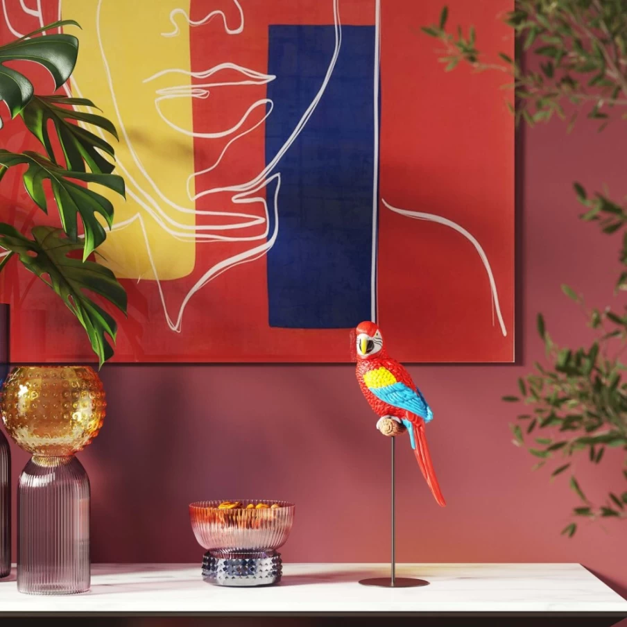 KARE Design Modern Macaw Parrot Statue - 36Cm Decorative Figurine for Home & Garden