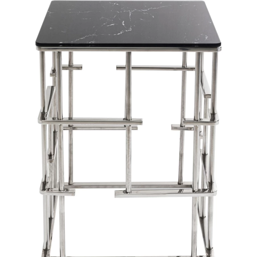 KARE Design Modern Silver Side Table Rome 40x40cm - Stylish Small Nightstand for Bedroom or Living Room