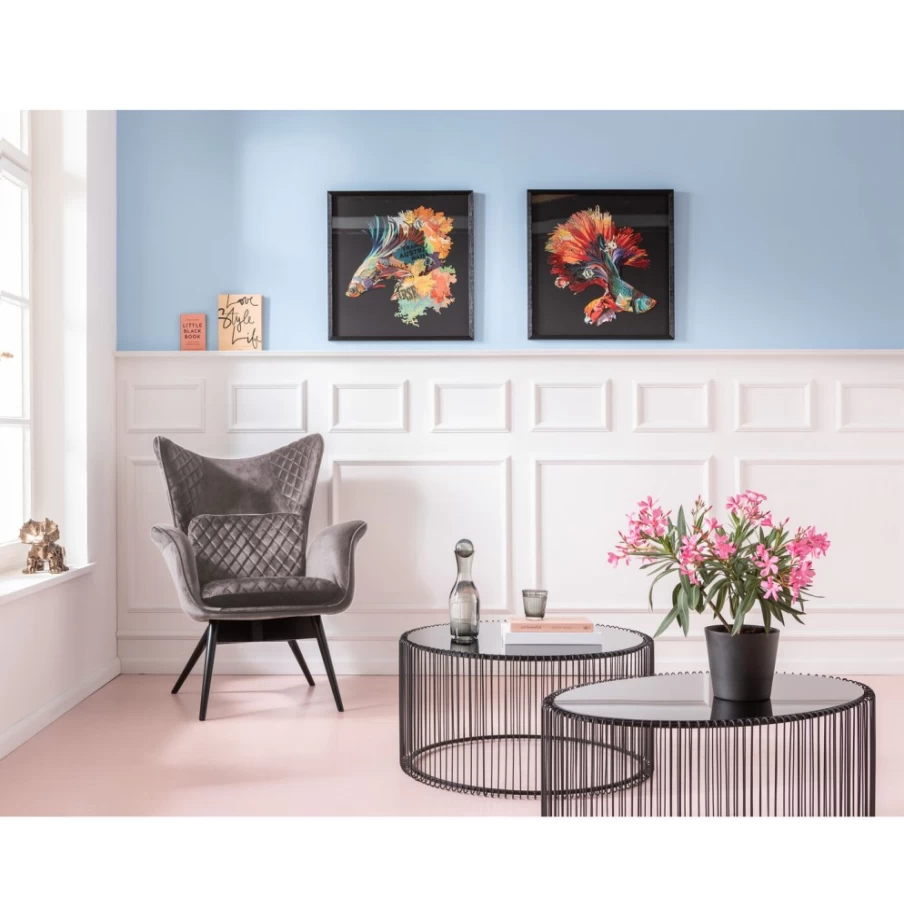 "KARE Design Tudor Velvet Armchair in Silver Grey – Luxurious Velvet Upholstered Chair"