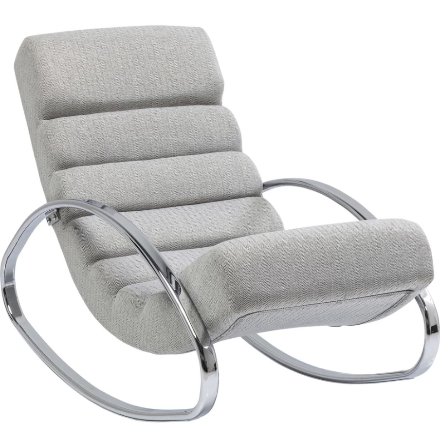 KARE Design Modern Rocking Chair in Manhattan Grey Beige | Stylish Lounge Chair for Living Room