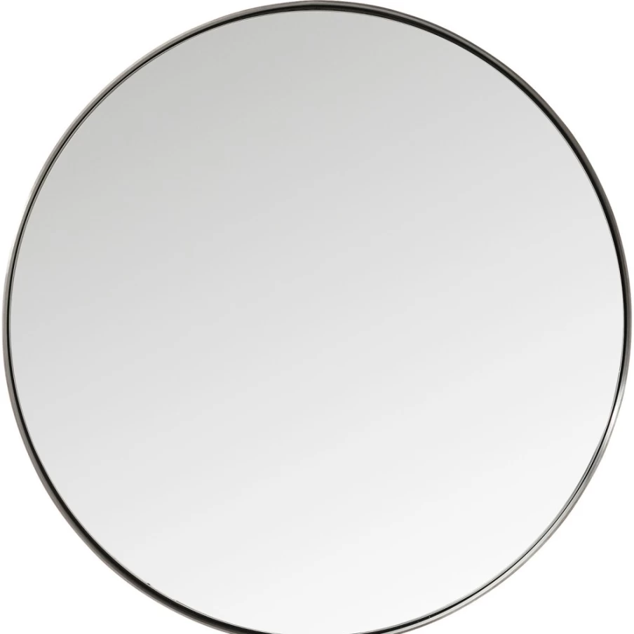 KARE Design Modern Round Steel Mirror with Curved Frame - 100cm Natural Finish Wall Decor