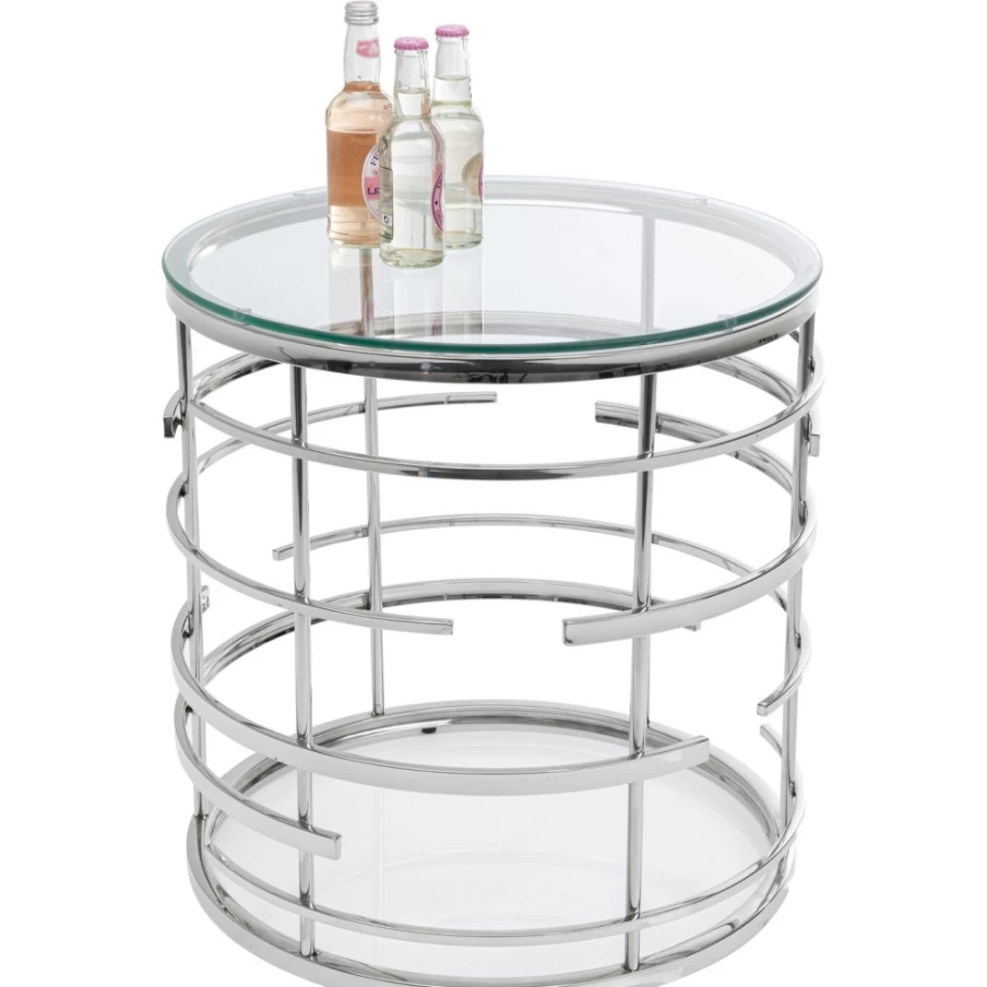 KARE Design Jupiter Silver Side Table - 55cm Modern Nightstand or End Table