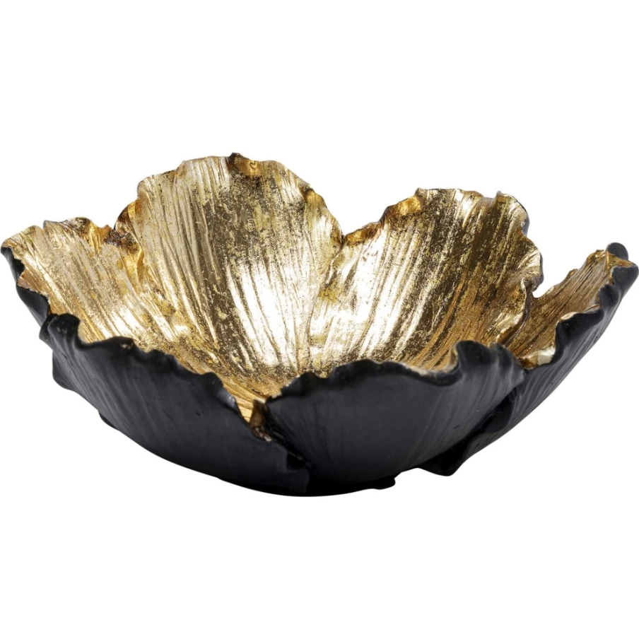 KARE Design Modern Black and Gold Floral Deco Bowl - 20cm Bloom Pattern Home Decor