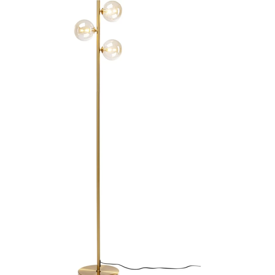 "KARE Design Modern Floor Lamp with Three Gold Balls, 160cm Height, Elegant Lighting for Living Room"