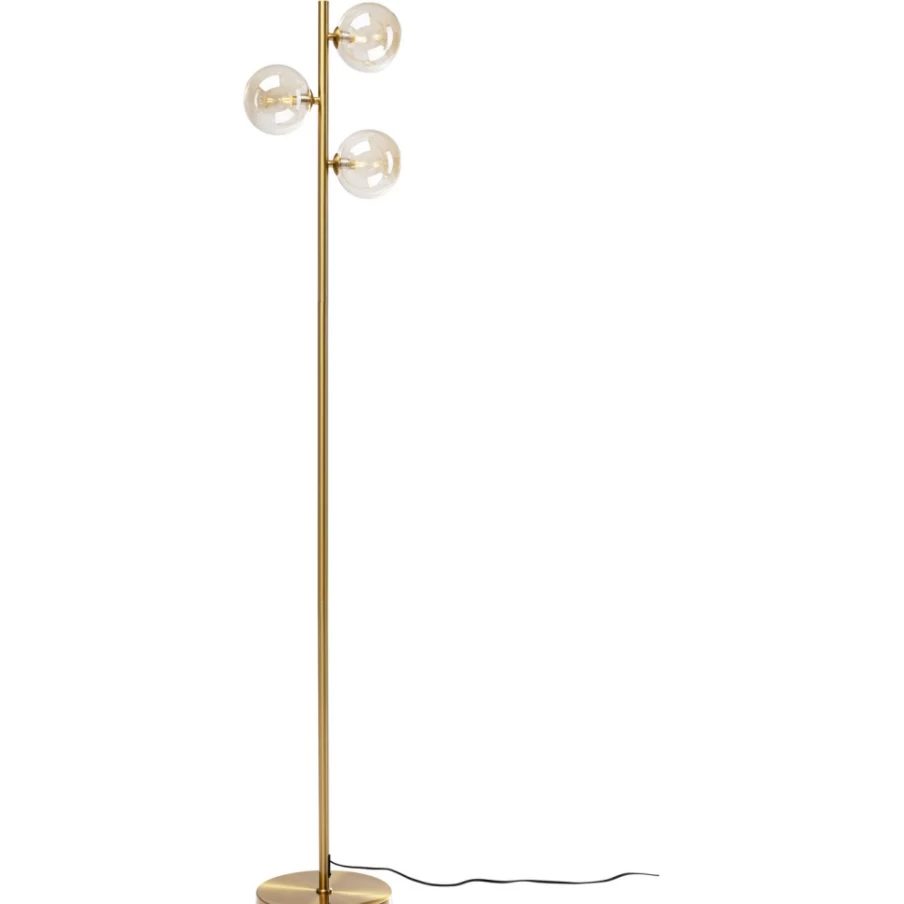 "KARE Design Modern Floor Lamp with Three Gold Balls, 160cm Height, Elegant Lighting for Living Room"
