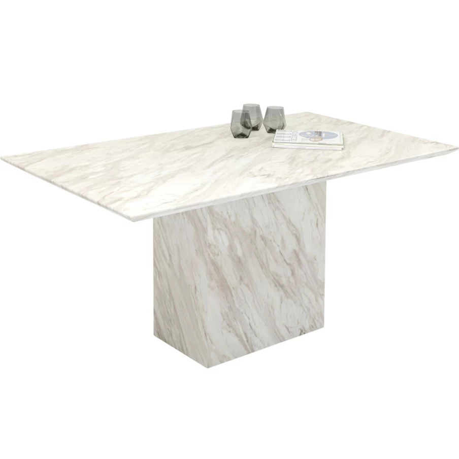 KARE Design Artistic Marble Dining Table 160x90cm Modern Luxury White Stone Top