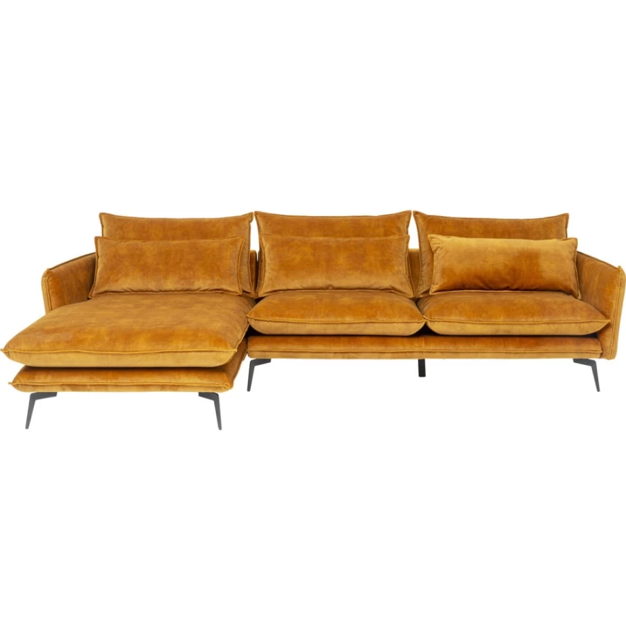 "KARE Design Monza Left Corner Sofa in Velvet Curry Fabric, 296cm Luxury Modular Sectional"